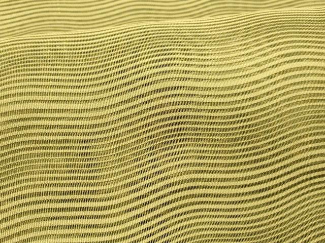 平和屋着物*夏物 絽綴れ 八寸名古屋帯 よろけ縞 青朽葉色 正絹 逸品 DAAX5967cm