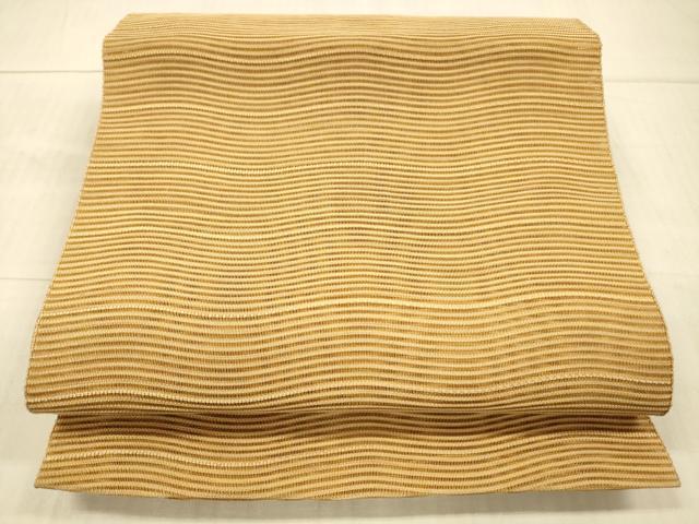 平和屋着物*夏物 絽綴れ 八寸名古屋帯 よろけ縞 杏色 正絹 逸品 DAAX5971cm