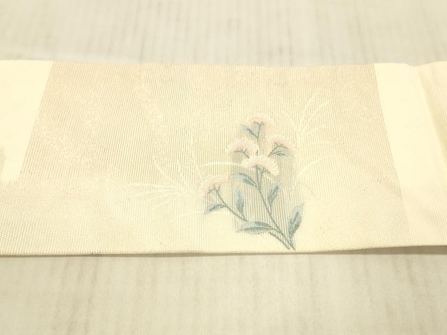 平和屋着物*夏物 九寸名古屋帯 草花文 金銀糸 正絹 逸品 DAAX5972cm