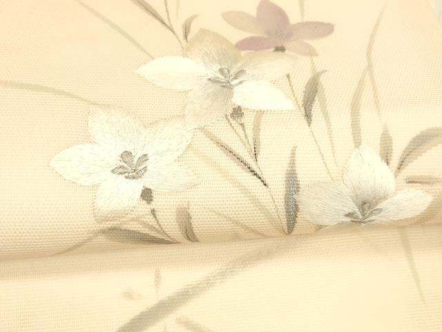 平和屋着物*夏物 九寸開き名古屋帯 作家物 手描き 刺繍 草花文 銀彩 正絹 逸品 DAAX5973cm