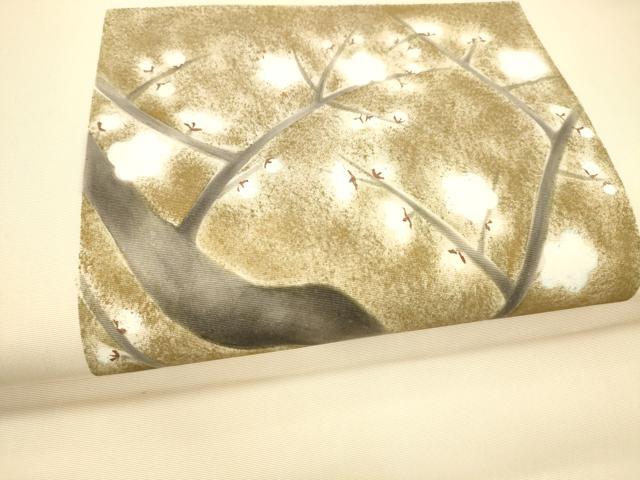 平和屋着物●九寸名古屋帯 手描き 枝梅文 正絹 逸品 DAAX5982cm
