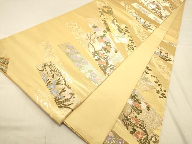 平和屋着物◎六通柄袋帯 唐織 短冊吉祥花文 金銀糸 正絹 逸品 DAAX6036jm