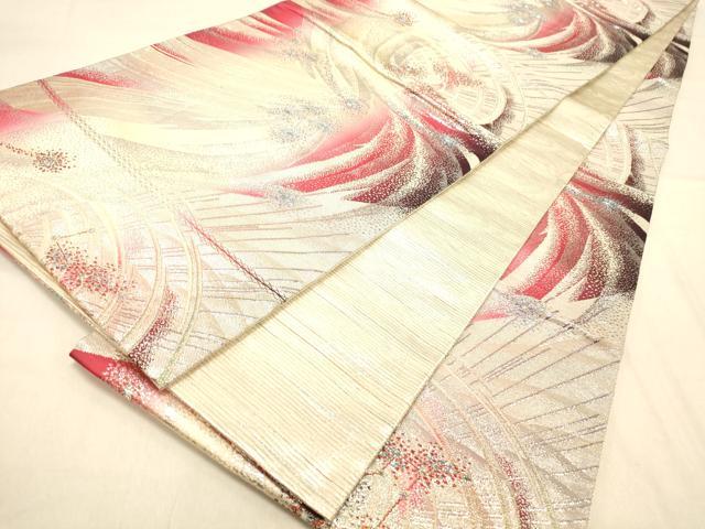 平和屋着物◎佐賀錦 両面 全通柄袋帯 抽象文様 金銀糸 正絹 逸品 DAAX6048jm