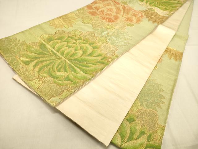 平和屋着物◎六通柄袋帯 草花文 牡丹 金糸 正絹 逸品 DAAX6065jm