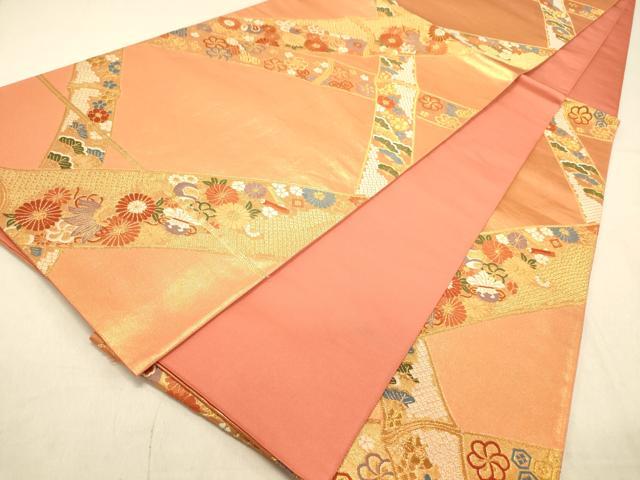 平和屋着物◎六通柄袋帯 唐織 竹取吉祥花文 正絹 逸品 DAAX6072jm