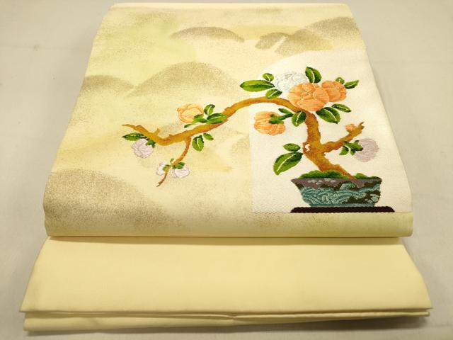 平和屋着物◎九寸開き名古屋帯 唐織 飾花文 金糸 正絹 逸品 DAAX6111jm