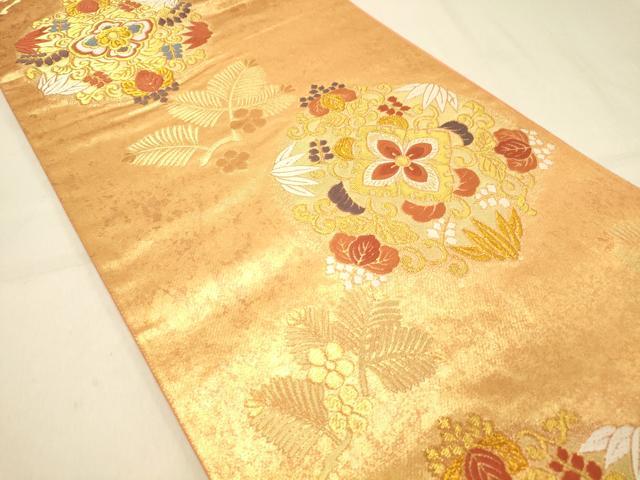 平和屋着物◎六通柄袋帯 唐織 若松花丸文 金糸 引箔 正絹 逸品 DAAX6116jm