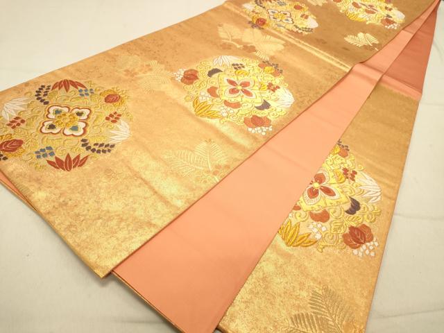 平和屋着物◎六通柄袋帯 唐織 若松花丸文 金糸 引箔 正絹 逸品 DAAX6116jm