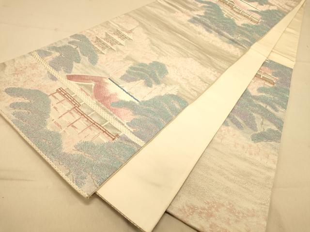 平和屋着物◎六通柄袋帯 唐織 名所清水寺 伊東 プラチナ箔九百錦 正絹 逸品 DAAX6156jm