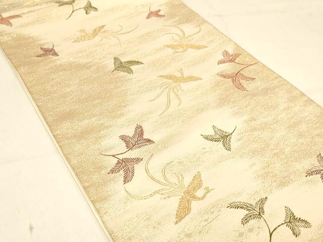 平和屋着物◎六通柄袋帯 鳳凰松文 金糸 正絹 逸品 DAAX6235jm