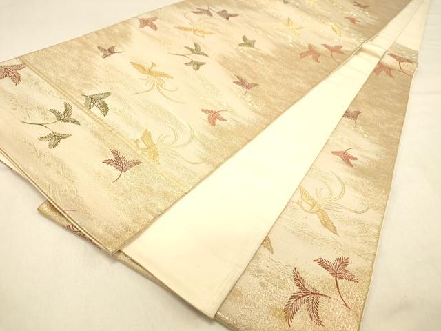 平和屋着物◎六通柄袋帯 鳳凰松文 金糸 正絹 逸品 DAAX6235jm
