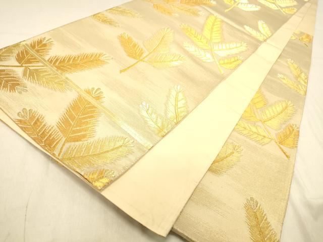 平和屋着物◎六通柄袋帯 松葉文 金糸 正絹 逸品 DAAX6238jm