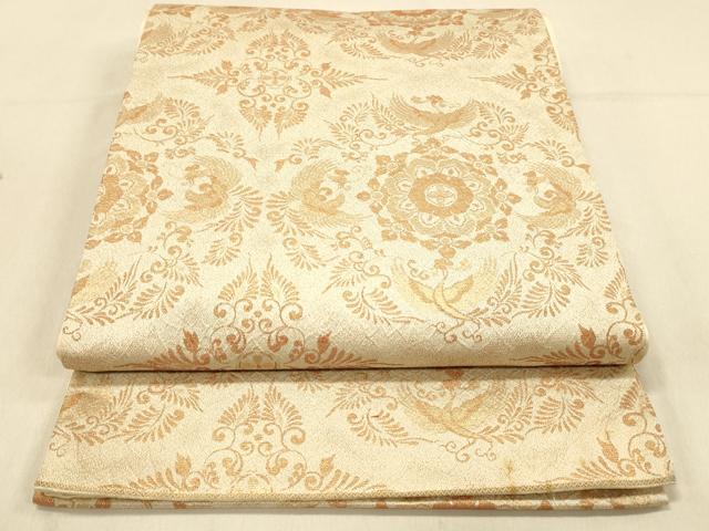 平和屋着物◎六通柄袋帯 正倉院花鳥文 金糸 正絹 逸品 DAAX6330jm