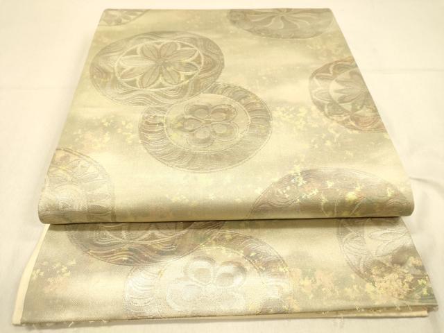 平和屋着物◎六通柄袋帯 花丸文 引箔 正絹 逸品 DAAX6385jm