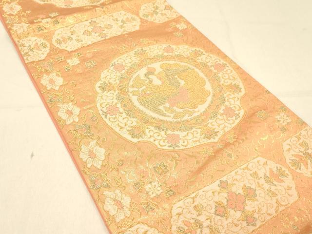平和屋着物◎六通柄袋帯 鏡裏花鳥文 金糸 正絹 逸品 DAAX6394jm