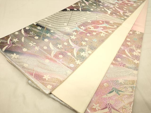 平和屋着物◎六通柄袋帯 唐織 飛鶴舞花文 金銀糸 正絹 逸品 DAAX6407jm
