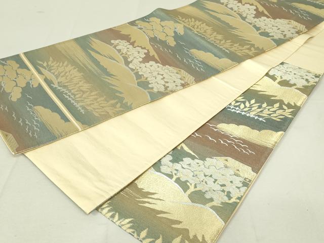 平和屋着物◎六通柄袋帯 風景文 金銀糸 正絹 逸品 DAAX7105qp