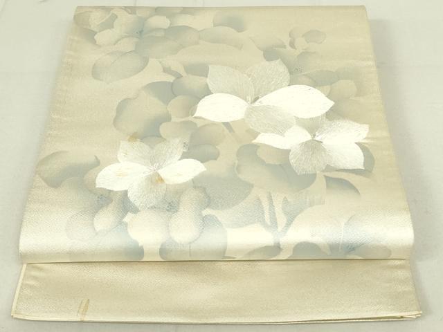 平和屋着物◎六通柄袋帯 総刺繍 枝花文 銀糸 正絹 逸品 DAAX7226qp