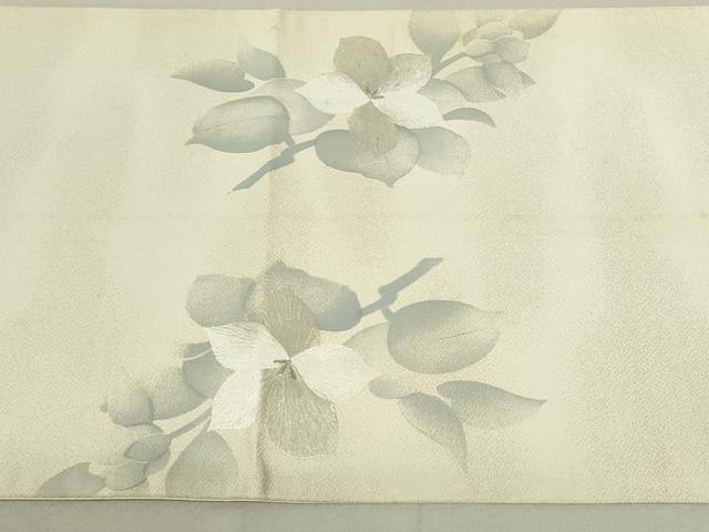 平和屋着物◎六通柄袋帯 総刺繍 枝花文 銀糸 正絹 逸品 DAAX7226qp