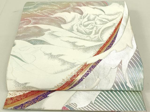 平和屋着物◎両面 六通柄袋帯 草花文 金銀糸 正絹 逸品 DAAX7380qp