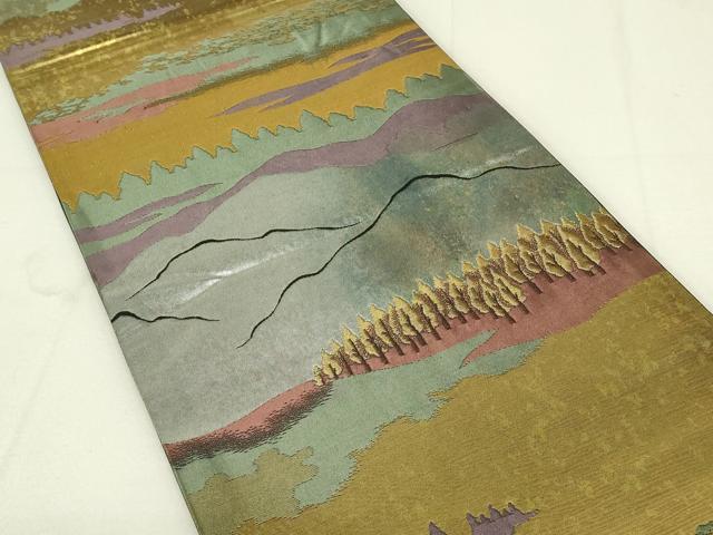 平和屋着物◎六通柄袋帯 風景文 金糸 引箔 正絹 逸品 DAAX7405qp