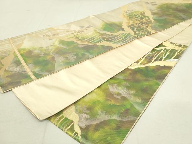 平和屋着物◎西陣 六通柄袋帯 樹林風景文 金銀糸 引箔 正絹 逸品 DAAX7492qp