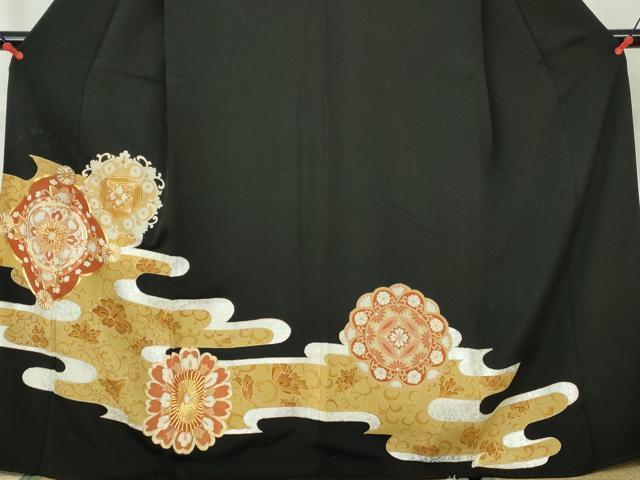 平和屋着物■豪華黒留袖 駒刺繍 エ霞 更紗花文 金銀彩 正絹 逸品 DAAX7623qa