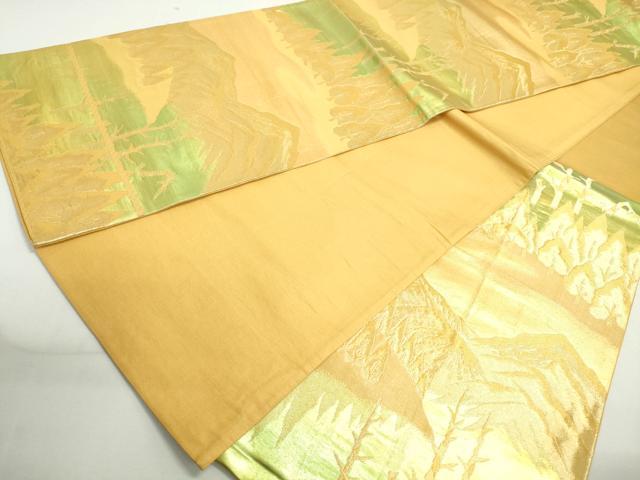 平和屋着物◎六通柄袋帯 風景樹林文 金糸 正絹 逸品 DAAX7689qa