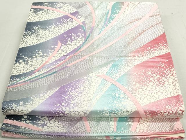 平和屋着物◎六通柄袋帯 唐織 流線文 銀糸 正絹 逸品 DAAX7767qa