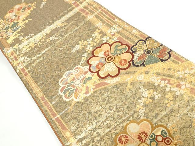 平和屋着物◎六通柄袋帯 唐織 舞花文 金糸 正絹 逸品 DAAX7807qa