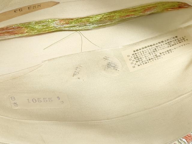 平和屋着物◎西陣 六通柄袋帯 正倉院花文 銀糸 正絹 逸品 DAAX7813qa