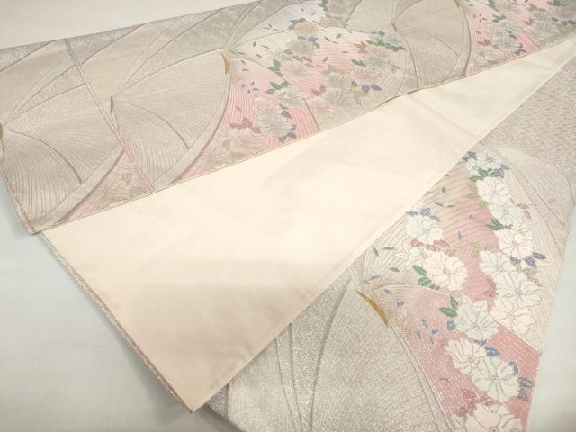 平和屋着物◎六通柄袋帯 唐織 花蝶文 金銀糸 正絹 逸品 DAAX7871qa