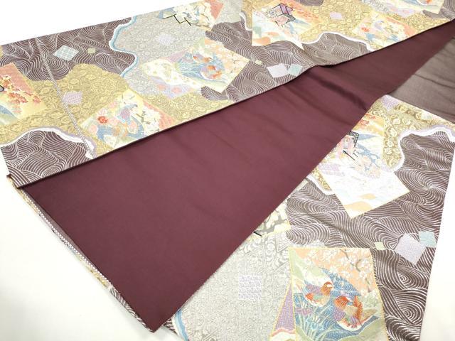 平和屋着物◎六通柄袋帯 唐織 大和絵色紙散し 金銀糸 正絹 逸品 DAAX7935qa
