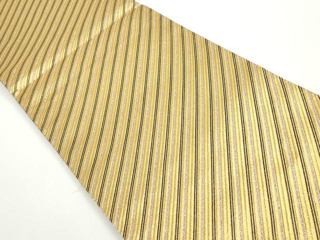 平和屋着物◎両面 全通柄袋帯 立波舞花文 黒地 金糸 正絹 逸品 DAAX7976qa