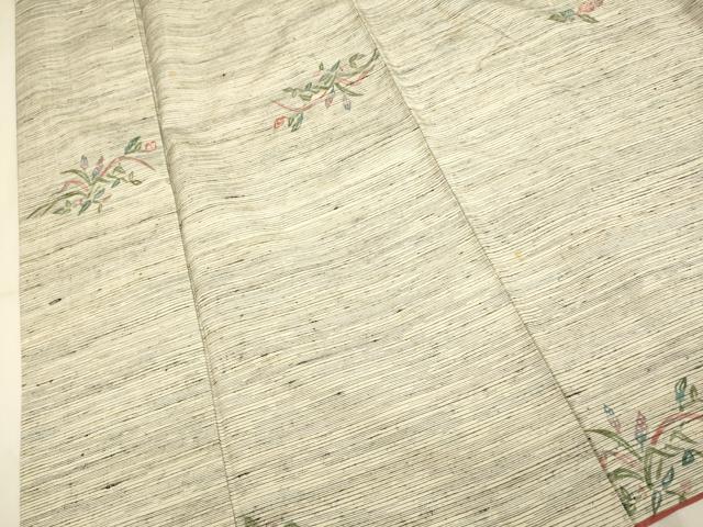 平和屋着物■上質な小紋 紬地 草花文 正絹 逸品 DAAX8392du