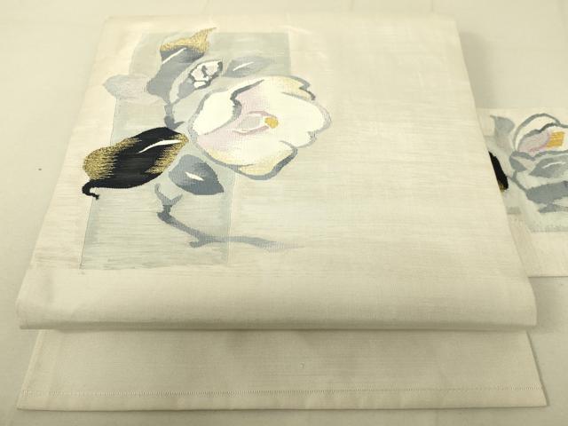 平和屋着物●九寸名古屋帯 枝花文 金糸 正絹 逸品 DAAX8414du