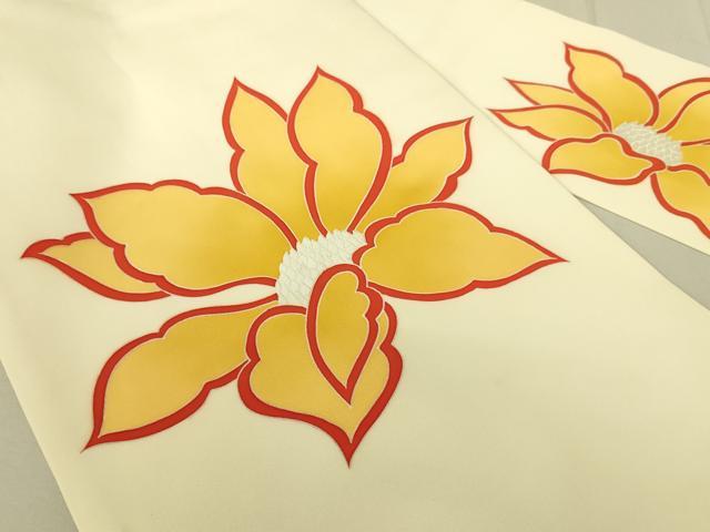 平和屋着物●塩瀬 九寸名古屋帯 刺繍 舞花文 正絹 逸品 DAAX8417du
