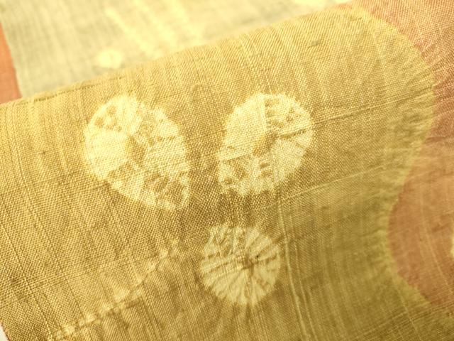 平和屋着物●六通柄袋帯 作家物 生紬 絞り 草花文 正絹 逸品 DAAX8437du