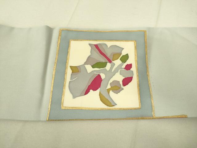 平和屋着物●塩瀬 九寸名古屋帯 ろうけつ染め 花鳥文 金糸 正絹 逸品 DAAX8442du