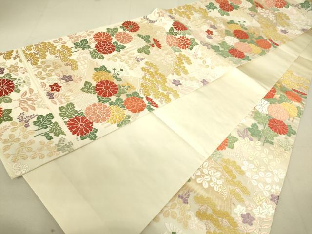 平和屋着物●六通柄袋帯 唐織 草花文 正絹 逸品 DAAX8464du