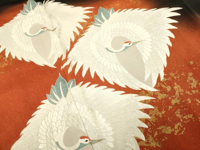 平和屋着物■中国三大刺繍 相良刺繍 作家物 鶴菱文 暈し染め 金彩 正絹 逸品 DAAX8488du