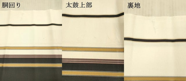 平和屋着物●本場筑前博多織 八寸名古屋帯 間道 正絹 逸品 DAAX8541cm