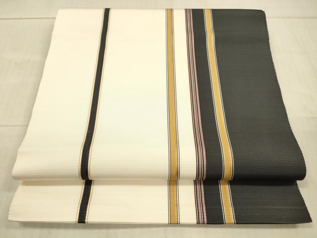 平和屋着物●本場筑前博多織 八寸名古屋帯 間道 正絹 逸品 DAAX8541cm