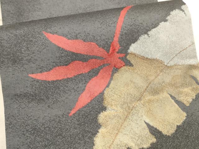 平和屋着物●染色の魔術師 染乃座・大久保玄才 そめのざ玄才 半幅帯 舞葉文 上代29万 正絹 逸品 DAAX8552cm