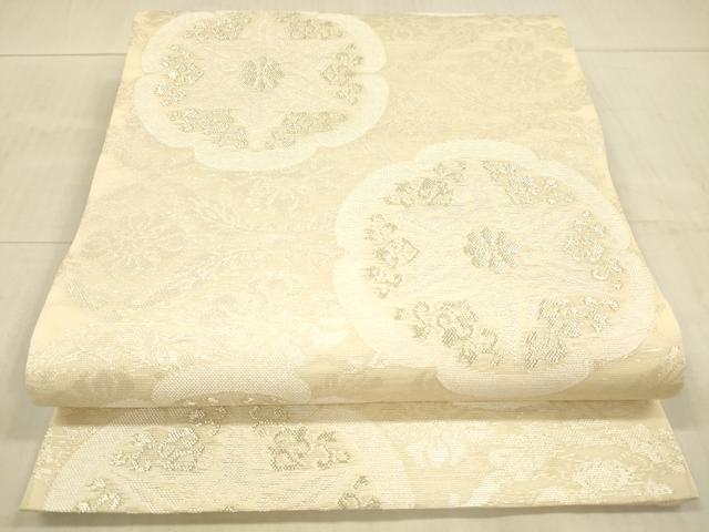 平和屋着物*夏物 六通柄 京袋帯 正倉院花文 銀糸 正絹 逸品 DAAX8610cm