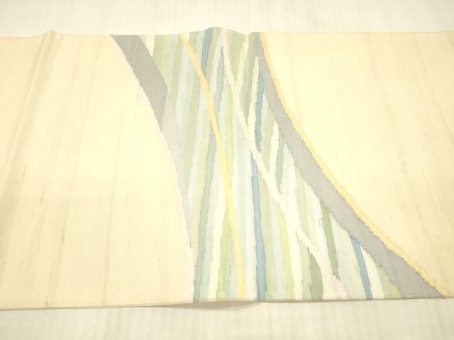 平和屋着物*夏物 太鼓柄袋帯 紬地 抽象文様 正絹 逸品 DAAX8612cm