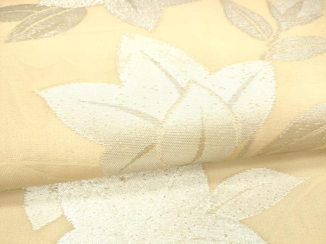 平和屋着物*夏物 六通柄袋帯 草花文 銀糸 正絹 逸品 DAAX8613cm