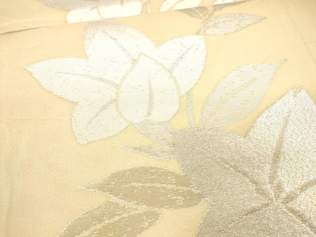 平和屋着物*夏物 六通柄袋帯 草花文 銀糸 正絹 逸品 DAAX8613cm