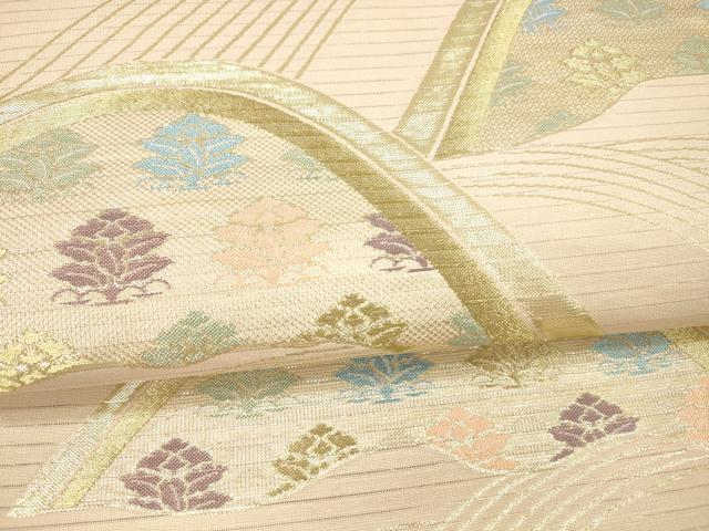 平和屋着物*夏物 六通柄袋帯 流水花文 金糸 DAAX8636cm