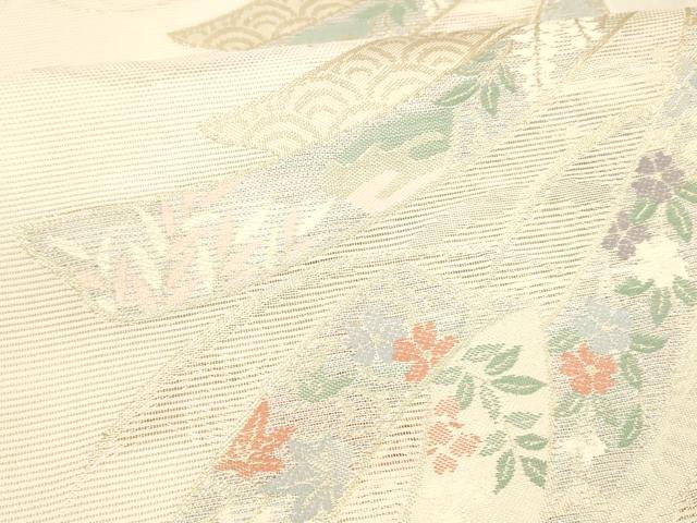 平和屋着物*夏物 六通柄袋帯 草花文 金糸 DAAX8637cm